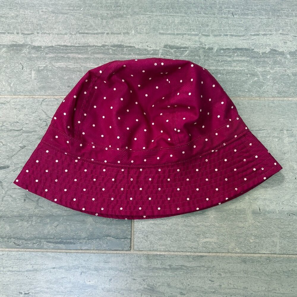 Lands’ End Waterproof Bucket Rain Hat Fuchsia Polka Dot S/M